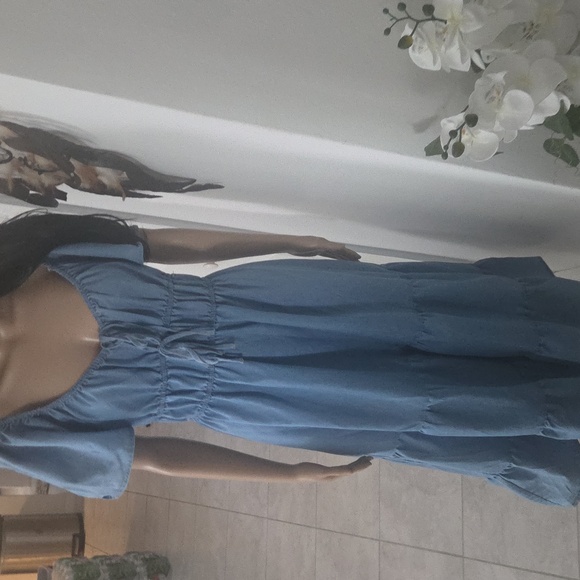 Indulge Med Blue Midi Dress L EUC - Picture 1 of 8